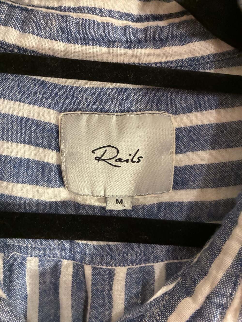 Rails Charli Button Down Shirt Size M Parisian Blue Striped Linen Blend